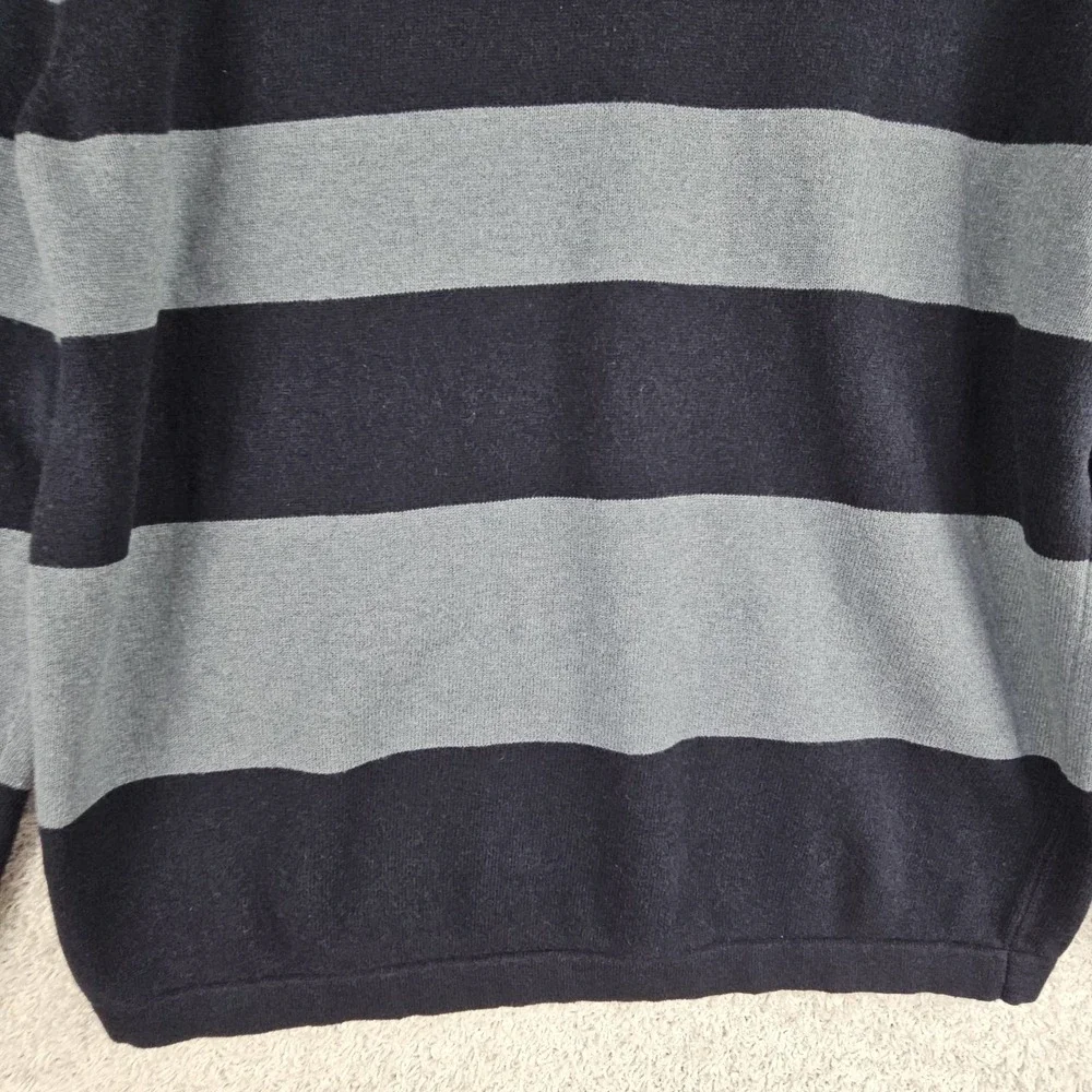 Banana Republic Wool Blend V Neck Striped Sweater Mens XL Large Navy Blue‎